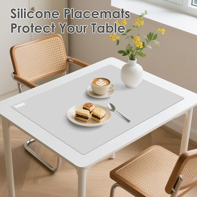 Extra Large Silicone Mat for Resin 36.2" x 24" 2MM Thick Silicone Craft Mat | for Table, Multifunction Silicon Matt for Kitchen Countertop Protector Heat Resistant Placemat by Foepoge(Gray)
