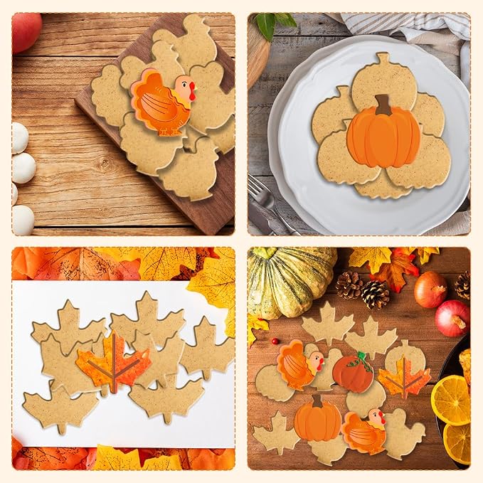 Thanksgiving Cookie Cutters - 3PCS Large 3.2" to 3.6" Autumn Maple Leaf, Turkey, Pumpkin Shapes