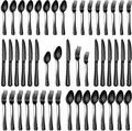 PHILIPALA 40 Piece Black Silverware Set, Stainless Steel Flatware Set for 8 Food Grade Cutlery Utensil Set Include Knife Fork Spoon Mirror Polished Dishwasher Safe