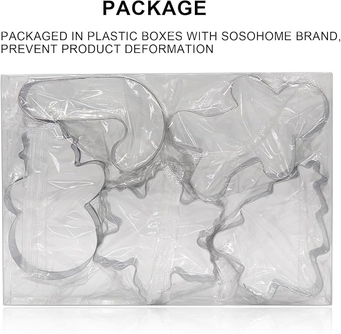 Christmas Cookie Cutter Set - 5 Piece Holiday Cookies Molds - Snowman, Christmas Tree, Gingerbread Man, Candy Cane, Snowflake