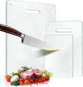 3 Pack Glass Cutting Boards for Kitchen Counter, Clear Tempered Glass Cutting Board Set with Handle (16"x12" & 12"x8" & 9"x6"), Scratch Resistant, Dishwasher Safe, Non-toxic, Easy to Clean