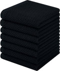 Homaxy 100% Cotton Waffle Weave Kitchen Dish Cloths, 7-Pack, Black | 12 x 12 Inches, Ultra Soft Absorbent Dish Towels, Quick Drying Dish Rags with Hanging Loop