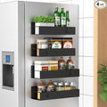 Metal Magnetic Spice Rack for Refrigerator with Hooks Matt Black | Magnetic Shelves Heavy Duty for Fridge in Kitchen, Seasoning Storage Organizer, For Oven Washer and Dryer, For Heavier Items