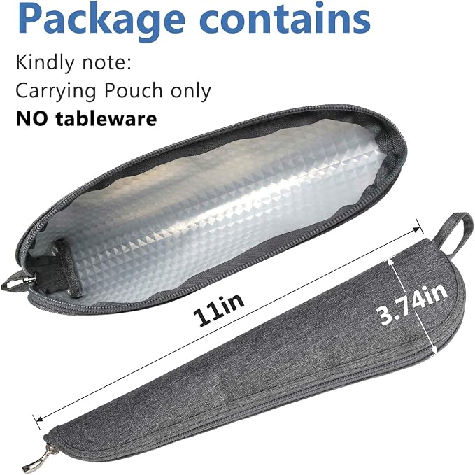 Travel Utensil Sets Carrying Case Portable Cutlery Set Pouch Reusable Silverware Set Bag Stainless Steel Straws Pouch Chopsticks Knife Fork and Spoon Holder for Work Bento Box Lunch Bag, Grey