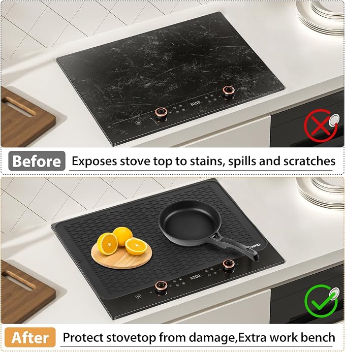 Extra Large 30x24 Inch Silicone Dish Drying Mat for Rack & Kitchen Counter | Easy Clean Silicone Drying Mat for Kitchen Counter , Non-Slip Dishes Drain Mat, Heat Resistant Silicon Dish Mat, Black, SAPID