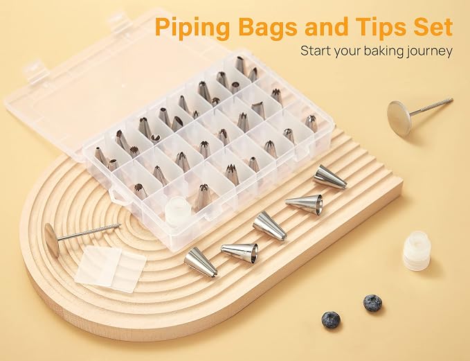 Kootek 42pcs Piping Bags and Tips Set, Cake Decorating Supplies Kits for Baking with 36 Numbered Frosting Icing Tips, 2 Reusable Pastry Bags, Easy Carry Storage Box and Other Baking Tools (Pack of 2)
