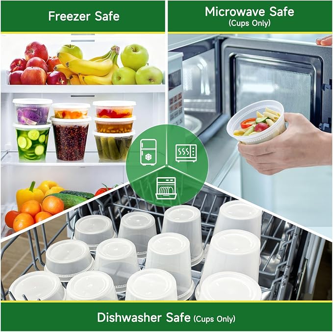 Dealusy 50 Set 24 oz Deli Containers with Lids | Leak-Proof BPA Free Plastic Take Out Bowls, Food Storage Containers for Takeout, Freezer, Microwave & Dishwasher Safe