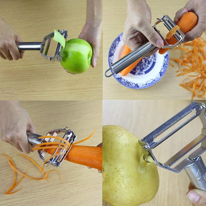 Vegetable Peeler,Potato Peeler,Carrot and Fruit Peeler,Ultra Sharp Dual Julienne Peeler Grater,Stainless Steel Dual Apple Peelers for Kitchen
