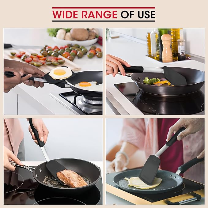 Unicook 2 Pieces Flexible Silicone Spatula Set for Kitchen Use, Food Grade | Flexible and Heat Resistant Head, Sturdy Construction, Non-Stick Safe, Non-slip Grip, Easy Care, Versatile Cooking Tasks