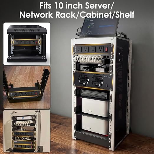 10 inch 1U Rack Mount Fan Panel with Switch, Metal Case | 5V Adapter Included, 3-Fan, Exhaust Cooling, Fits 10-inch Mini Server Rack