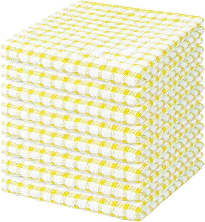 Nialnant 8 Pcs Kitchen Dish Rags,100% Cotton Kitchen Towels | Soft Absorbent Quick Drying Dish Cloths for Washing Dishes,Cleaning rags - 11 x 11In Yellow