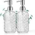 Kaishun Refillable Glass Soap Dispenser (2PC) for Hand Soap & Lotion, Clear