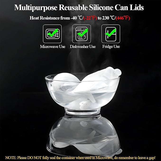 Silicone Stretch Lids Pet Food Can Covers (10-Pack, 2.6in+3.74in), Reusable BPA-free Storage Covers for Soda/Beer Cans, Regular and Wide Mouth Mason Jars, Perfect fit for 2.4 to 4.3 Inches