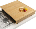 BAMOTTO CRAFTBAMBOO 20 x 22 Inch Bamboo Cutting Board, Stovetop Cover | Detachable Legs | Detachable Non-Slip Front Lip | Over-the-Sink Board | Reversible Dual Juice Grooves | Kitchen Noodle Board