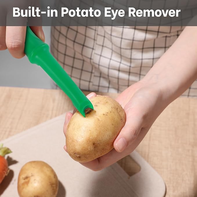 Beneno Swivel Vegetable Peeler, Premium Smooth Peeling Potato Peeler, Green | Razor-Sharp Stainless Steel Blade, Ergonomic Non-Slip Grip, Built-In Potato Eye Remover, Durable Design for Fruits & Veggies