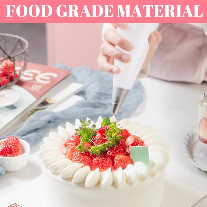 200 Pcs Disposable Cream Pastry Bag Cake Icing Piping Decorating Tool Cupcake Decorating Piping Icing Bag (Red)