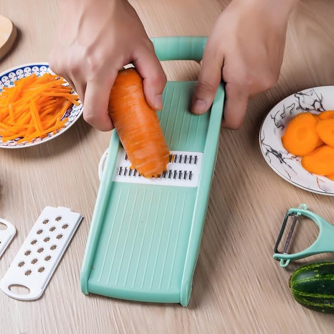 Mandoline Slicer for Kitchen 7-in-1 Mandoline Food Slicer | Potato/Cheese/Vegetable/Carrot/Cucumber Grater,Cutter, Grinder,Waffle Fry Cutter,Julienne Peeler