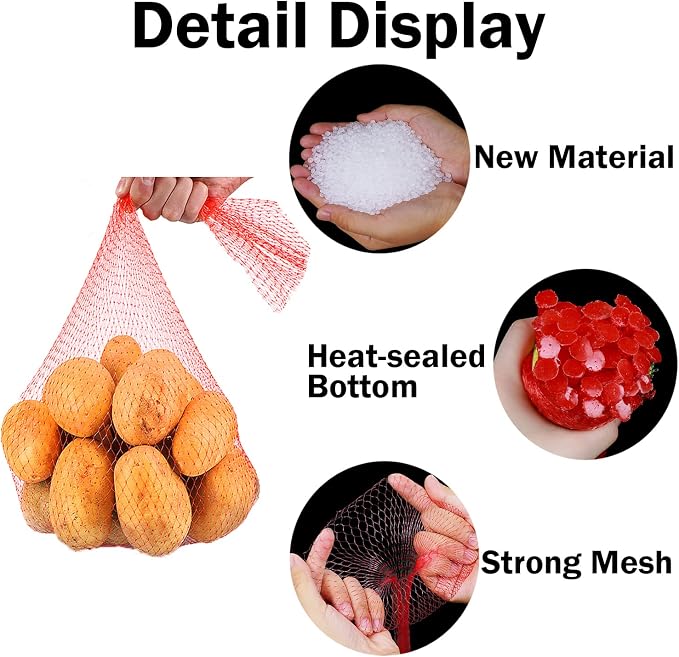 Dupiulk Reusable Produce Mesh Bags, 24 Inch Seafood Boil Bags for Crab Clam Shellfish Crawfish Cooking, Onion Potato Storage Eco-friendly Fruit Vegetable Produce Packaging Supplies Net (100Pcs-Red)