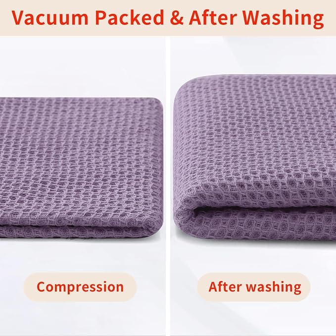 Homaxy 100% Cotton Waffle Weave Kitchen Dish Cloths 6-Pack, Lavender | 12 x 12 Inches, Ultra Soft Absorbent Dish Towels, Quick Drying Dish Rags with Hanging Loop