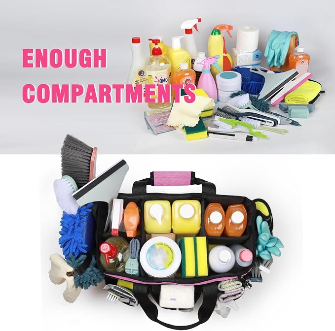 Wearable Cleaning Caddy Bag, Cleaning Caddy Supplies Organizer with Handles for Cleaners & Housekeeper, Under Sink & Car Cleaning Tool Organizers Bag