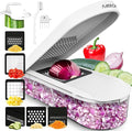 Fullstar Pro Core Vegetable Chopper & Mandoline Slicer, Meal Prep Essential | 6 in 1 Veggie Slicer, Onion & Fruit Slicer with Julienne, Grater & Dicer Stainless Steel Blades + Container (Full White)