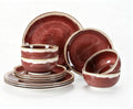 Sweejar 12 Pieces Ceramic Dinnerware Sets for 4, Burgundy Red | Gradient Glaze Plates and Bowls Set, Microwave & Dishwasher Safe, Stackable Dish Set, Scratch Resistant Dishware Sets