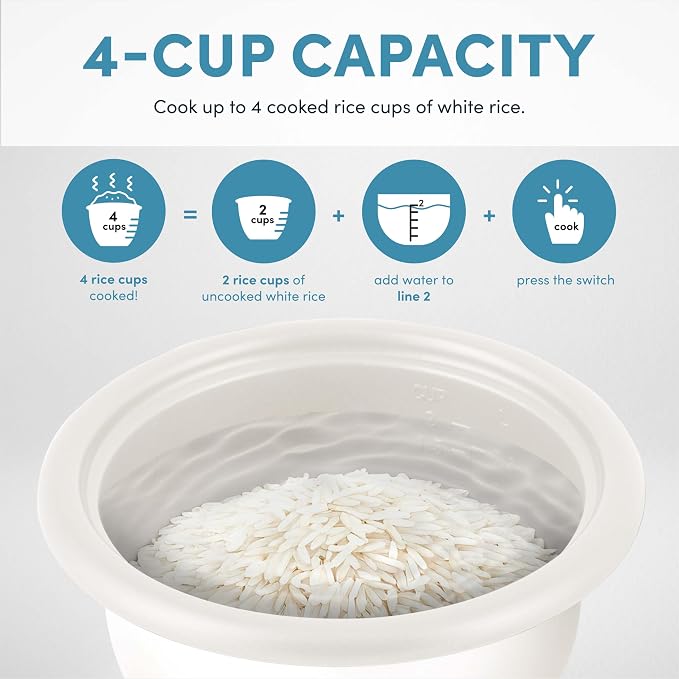 Aroma Housewares 4-Cups (Cooked) / 1Qt. Rice & Grain Cooker (ARC-302NG), White