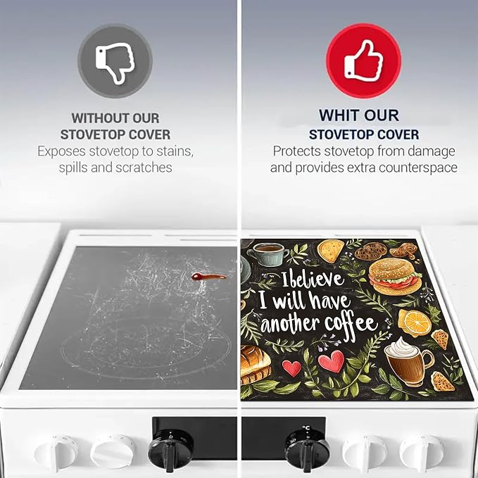 HOMETITUTE Coffee Quote Stove Top Cover 28x20 Diatomite Heat Resistant Mat