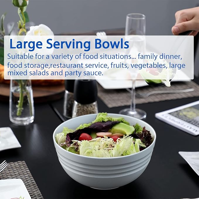 Homestockplus [Set of 6] 68 Oz Salad Bowls Large Serving Bowls Unbreakable Ramen Bowl for Salad, Soup, Ramen, Noodle, Oatmeal, Snack Apply to Kitchen, Freezer,Dishwasher & Microwave Safe