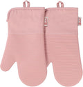 YUTAT Silicone Oven Mitts,High Heat Resistant Up to 500 Degrees,Waterproof Cooking Gloves with Soft Polyester Filling,Kitchen Potholder Set - Perfect for BBQ,Baking and Cooking,Pink,2 Pcs Set