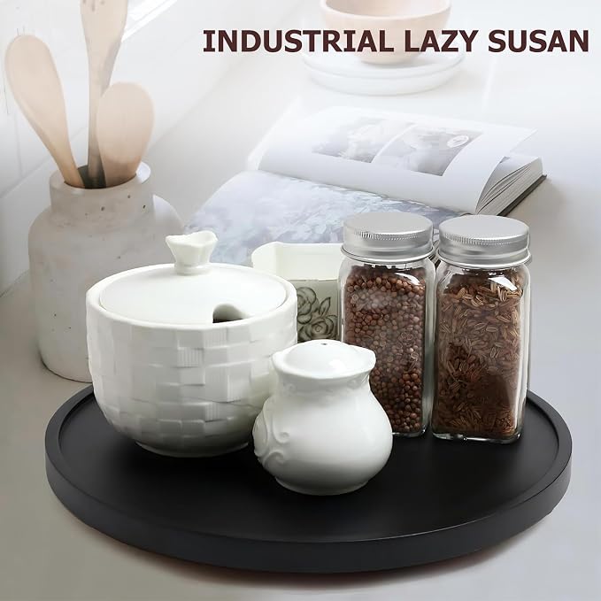 10 inch Black Wood Lazy Susan Organizers, ACIAZAAZ Lazy Susan Turntable
