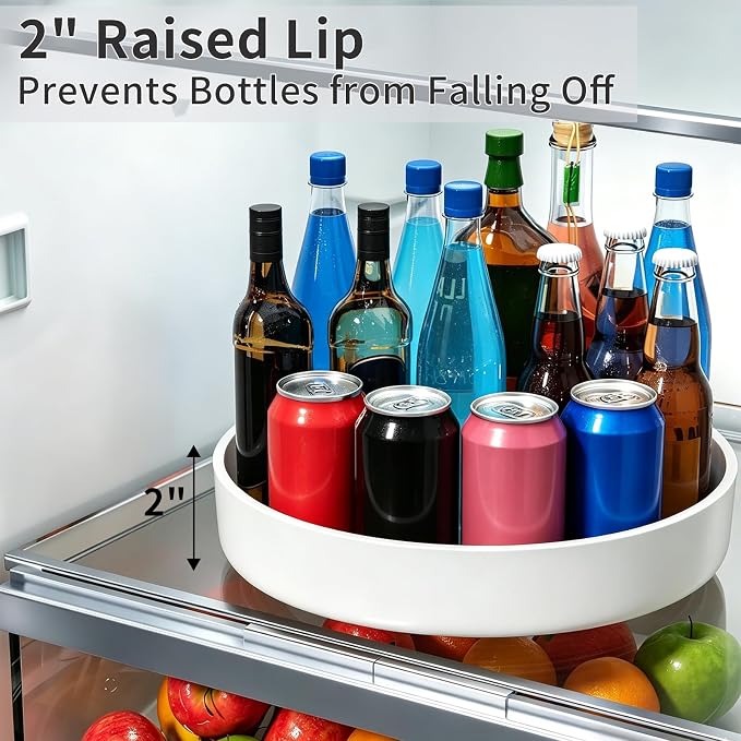 Lazy Susan Organizer Turntable, 11.8" Rotating Spice Rack Organization with Non-Slip Base & Raised Lip, Pantry Organizers and Storage for Cabinet, Kitchen, Bathroom, Countertop, Refrigerator