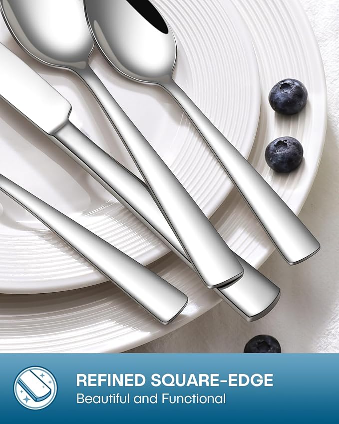 Stapava 20 Piece Silverware Set, Food-Grade Stainless Steel Flatware Sets for 4 Mirror Polished Cutlery Utensil Sets Include Dinner Knives Spoons and Forks Set Dishwasher Safe for Home Restaurant