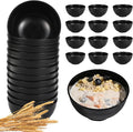 HEYCOME 12 Pcs Unbreakable Cereal Bowls Set, 26 Oz Wheat Straw Bowls Set, Microwave & Dishwasher Safe Bowls for Kitchen, Reusable Plastic Bowls for Soup, Salad and Snack, BPA Free, Black
