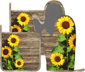 Sunflower Wooden Retro Oven Mitts and Pot Holders Sets of 4, Heat Resistant Silicone Oven Mittens and Potholders Gloves Hot Pads for Kitchen Cooking Baking Grilling BBQ Chef