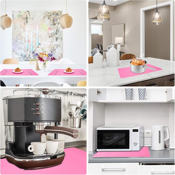 Extra Large Silicone Mats for Countertop, 28" by 20" Multipurpose Mat, Counter Table Protector, Desk Saver Pad, Placemat Nonstick Nonskid Heat-Resistant Pad, Pink