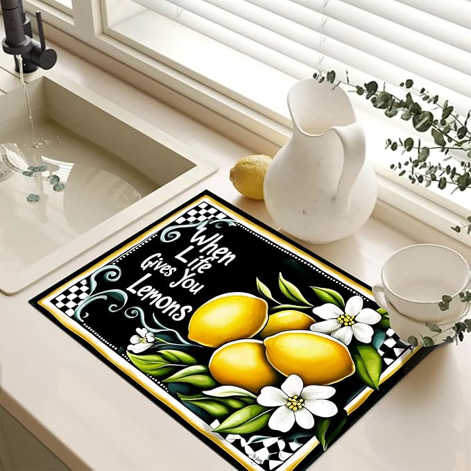 HOMETITUTE Lemons Stove Top Cover 28x20 Diatomite Heat Resistant Mat
