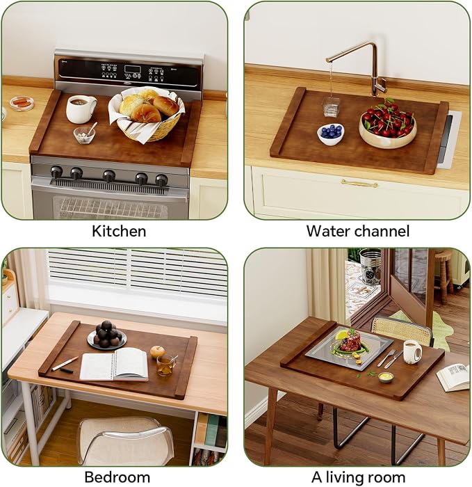 Noodle Board Stove Cover, Stove Top Covers for Electric 30"L X 22"W, Stove Top Covers for Gas Burners, Sink Cover for Counter Space, Durable Easy Clean Countertop, Farmhouse Decor Tray