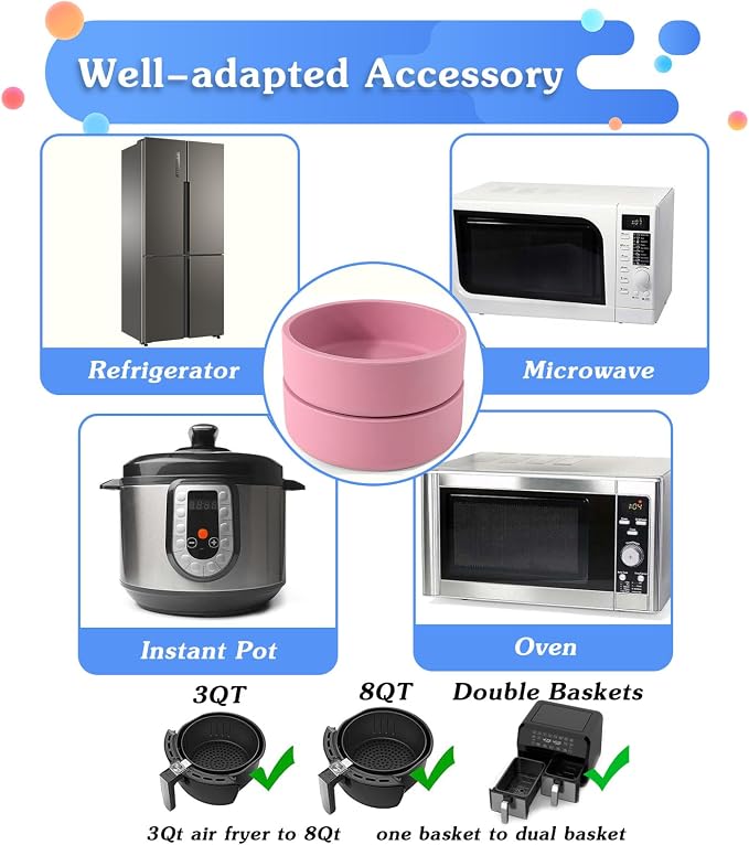 3Pcs ZHYEEDAA Air Fryer Egg Mold,Silicone Egg Molds, Individual Egg Bite Maker Reusable Egg Molds, Microwave Egg Cooker, BPA Free, Dishwasher Safe (pink)