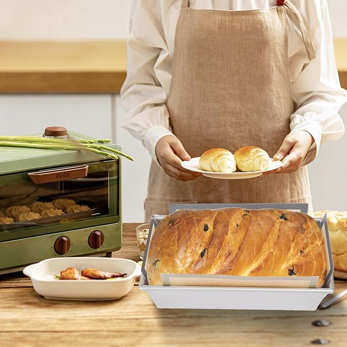 2 Pcs Thickened Silicone Bread loaf pan liners for baking bread 9x5，Silicone Baking Mat for 9x5 Inch Loaf Pan, Nonstick & Reusable, Easy to Clean, High-Temp Resistant (Black and Gray)