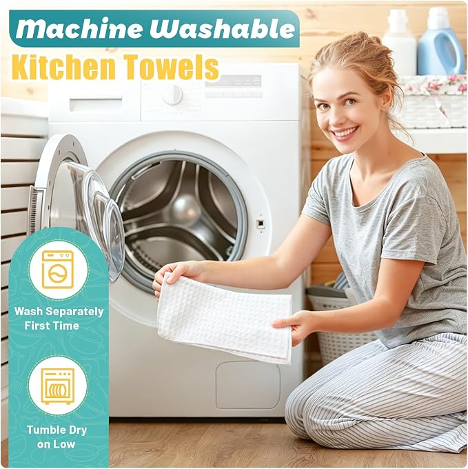 Kitchen Towels 6-Pack Cotton Waffle Weave Dish Cloths 12 x 12 Cleaning Rags