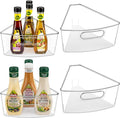 Lazy Susan Cabinet Organizer Bins for 26"/ 28"/ 32" Diameter | Corner Organizer, Plastic Cabinet Storage Bin, 1/8 Wedge - Food Safe, BPA Free, with Non-Slip Pads (for 26" Diameter, 4 Pack)