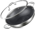DELARLO 13 Inch Tri-Ply Stainless Steel Nonstick Wok Pan with Lid 5.5Qt Pot | Deep 5.5-quart wok with dual handles heats evenly, is oven safe to 550°F, and works with induction and all cooktops.