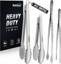 Tongs For Cooking Up To 600°F Metal Kitchen Tweezers Tongs 12", 9 in | Heat Resistant 600 Degrees, Heavy Duty Stainless Steel Cooking for Food, Grill, BBQ, Dishwasher safe Set of 4