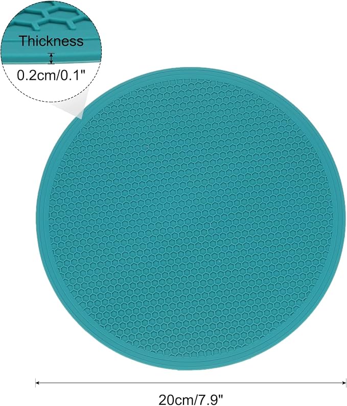 uxcell 2pcs Silicone Trivet Mats 7.9" Dia Round Non-Slip Silicone Pot Holders for Hot Pots and Pans, Heat Resistant Hot Pads for Kitchen Hot Dishes Table Countertops, Cyan