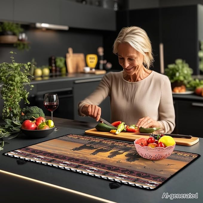 Aztec Horse Electric Stove Top Cover,Black Cat Stove Cover for Glass Top Electric Stove,Astrology Heat Resistant Flat Top Stove Mat Countertop Protector