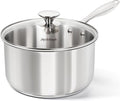 MICHELANGELO 4 Quart Saucepan with Lid, Thick Bottom Stainless Steel Saucepan with Cover, 4 QT Sauce Pot, Induction Ready & Dishwasher Safe