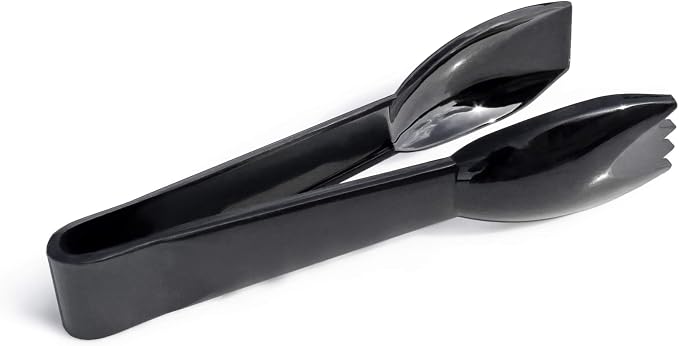 New Star Foodservice 42290 Utility Tong, High Heat Polycarbonate Plastic, Straight Edge, 6 Inch, Set of 12, Black