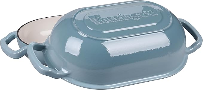 VORRINGARD Enameled Cast Iron Sourdough Bread Oven, Dutch Oven, Loaf Cast Iron Bread Pan for Homemade Bread Baking, Meatloaf Pan with Lid, 5QT, Sea Salt