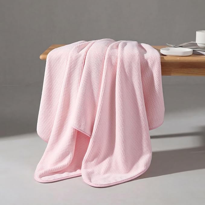 REDKISS 6 Piece Pink Towel Set, Extra Large Microfiber Bathroom Towels Set, 2 Bath, 2 Hand, 4 Washcloths, Super Soft, Highly Absorbent, Quick Dry Pink Towels for Bathroom, Gym, Spa & Hotel